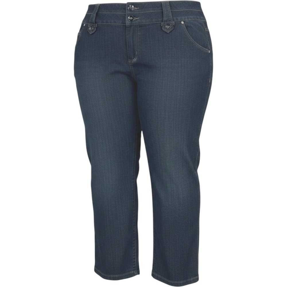 Avenue Denim Trouser Jeans Wms 24 Dark Wash Button Waist Straight Leg Y2K Denim